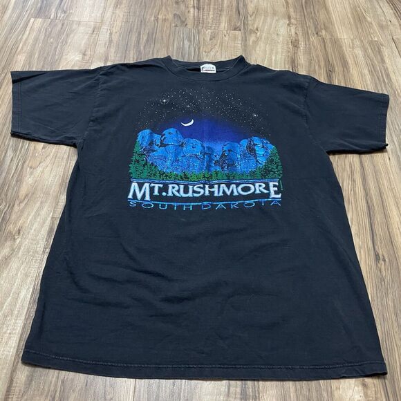 Mr. Rushmore South Dakota Keehn Scenes Tilted Black Crew Neck T-Shirt Size XL - Picture 5 of 6